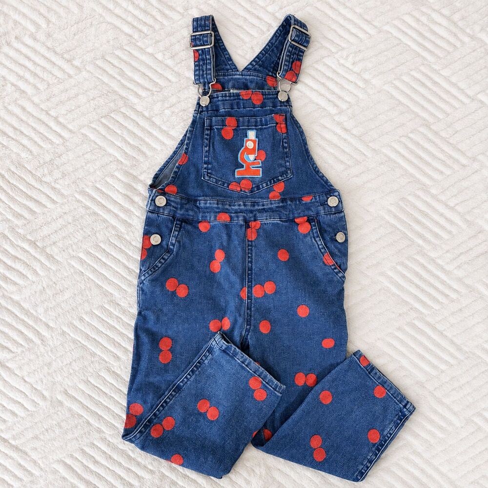 Christian Robinson Target Size 3T Denim Overalls Red Dot Microscope Print Blue